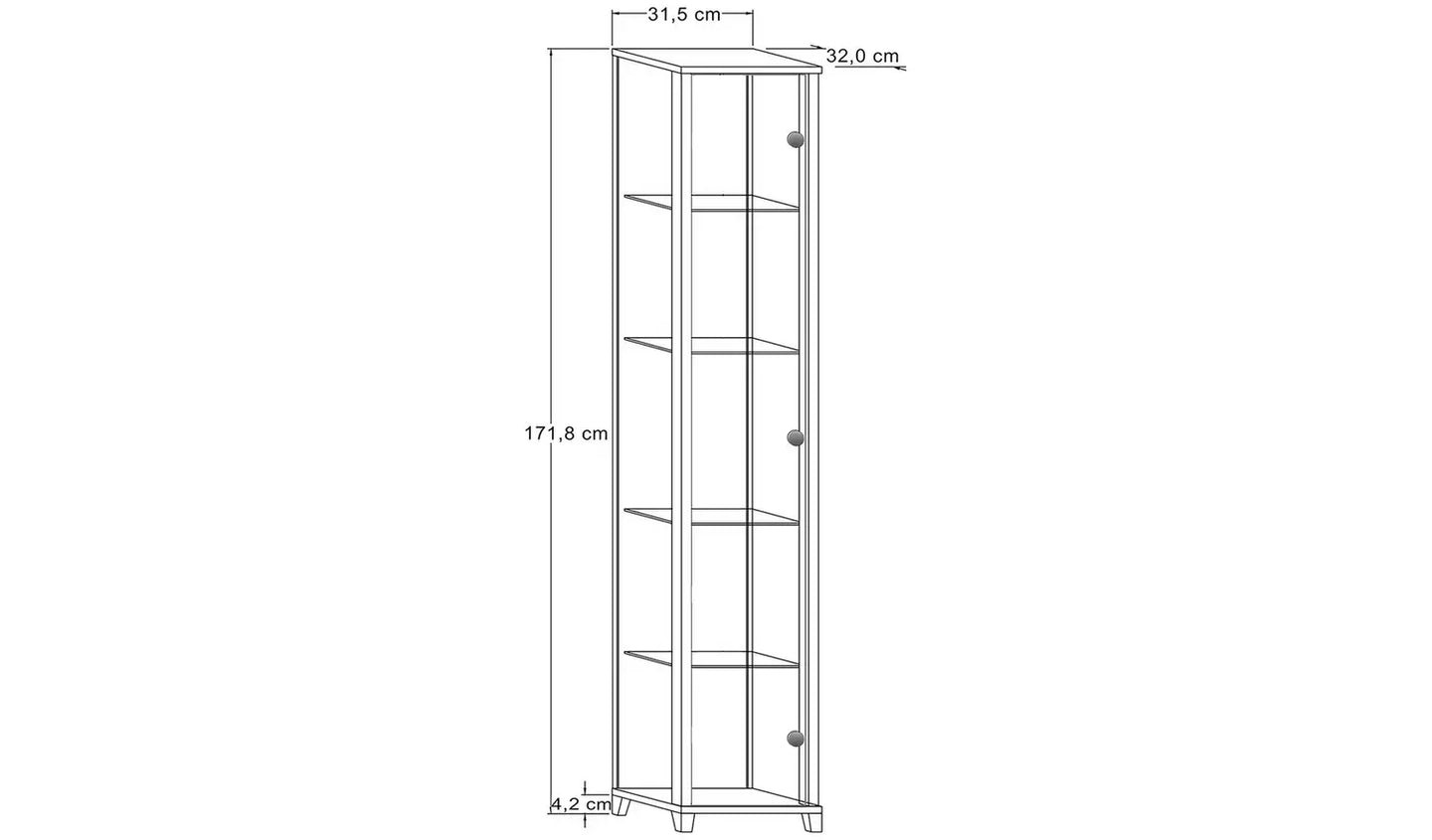 1 Glass Door Display Cabinet - Light Oak